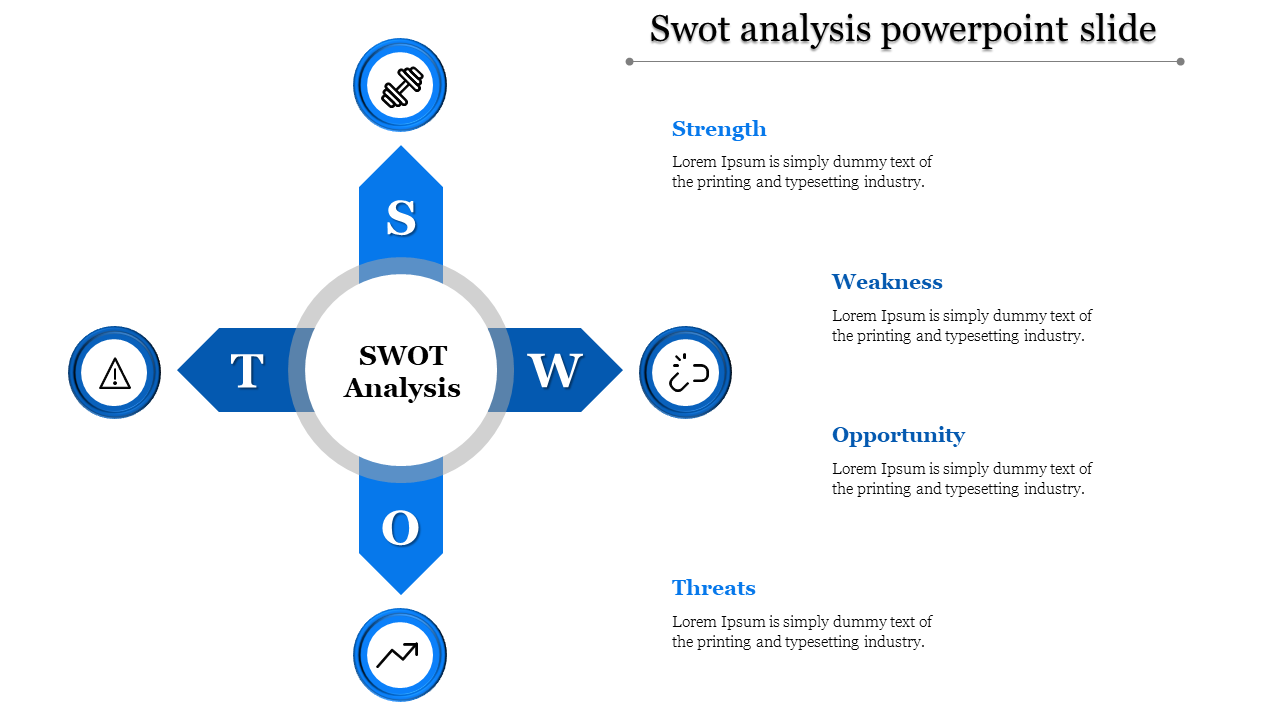 Free - Elegant SWOT Analysis PowerPoint Slide In Blue Color